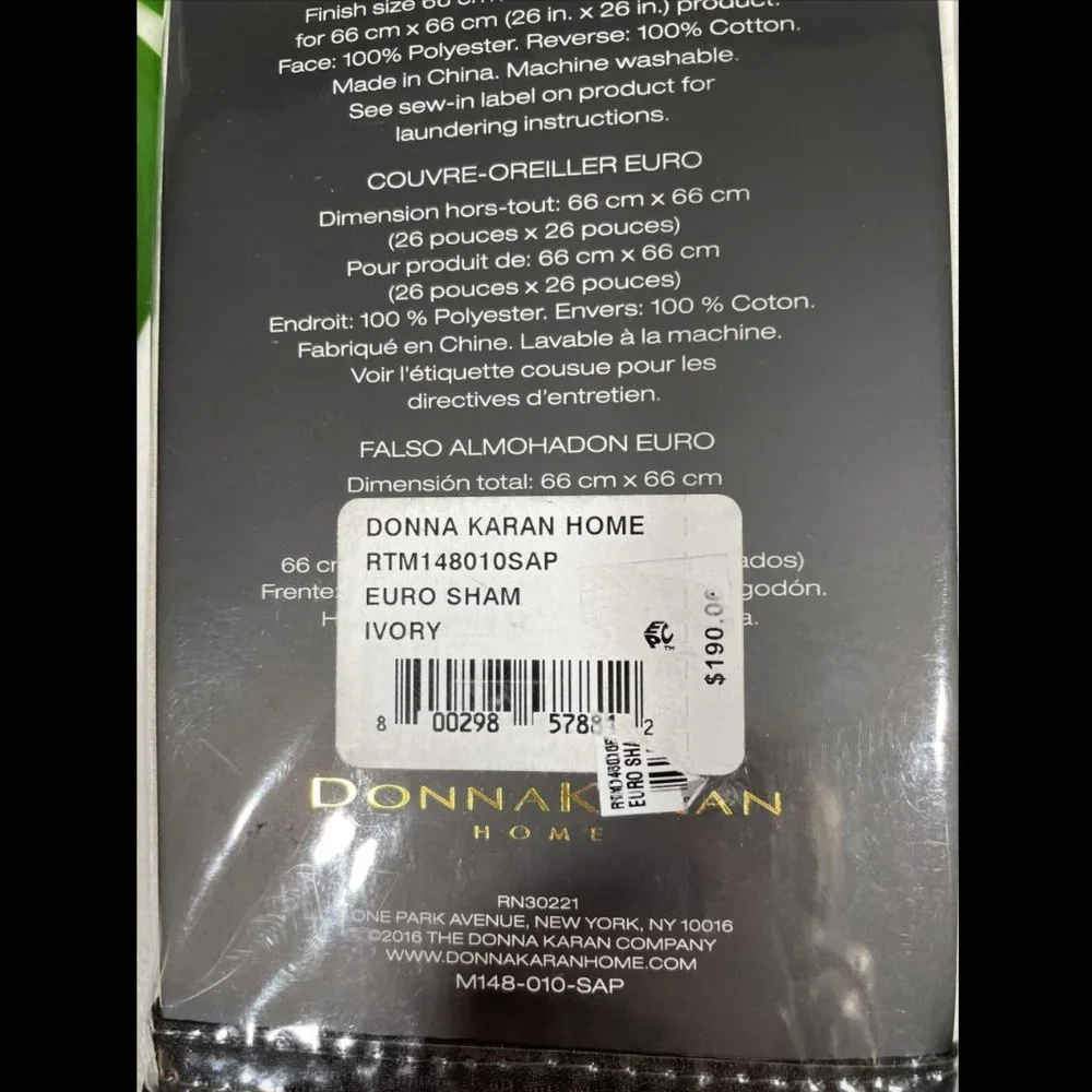 NIB $190 Donna Karan Rhythm [ 1 ] Jacquard Euro Pillow Sham‎